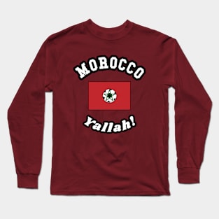 ⚽ Morocco Football, علم المغرب Moroccan Flag, Team Spirit Long Sleeve T-Shirt